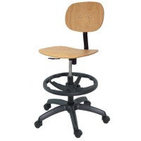 Kinefis Economy Holzhocker: Mit Rückenlehne, Fußring und hoher Höhe von 55 - 80 cm Kinefis Economy Holzhocker: Mit Rückenlehne, Fußring und hoher Höhe von 55 - 80 cm