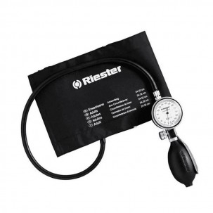 Riester Minimus II Aneroid-Blutdruckmessgerät schwarz, Erwachsenen-Klettband ohne Latex